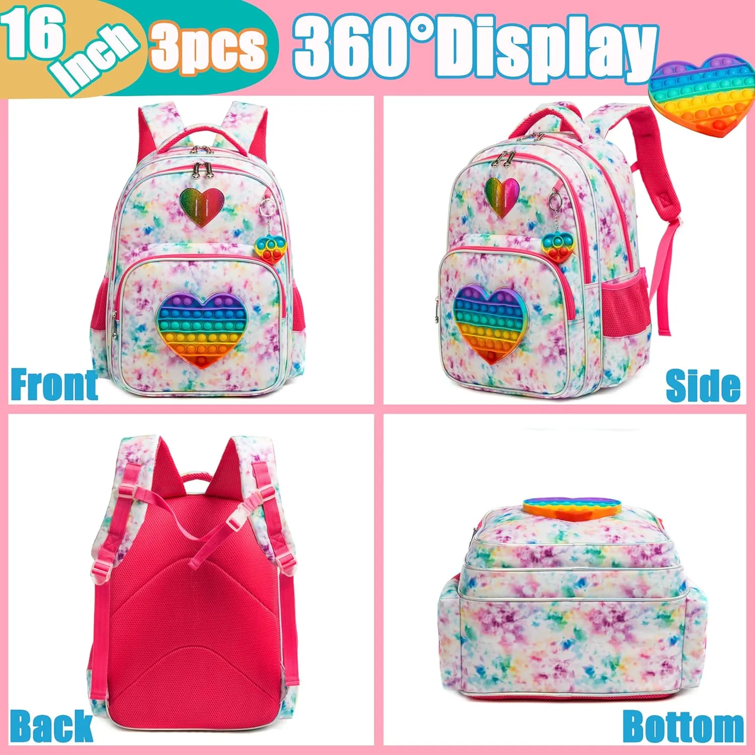 Backpack for Girls Elementary Preschool Kids Lunch Box for School
