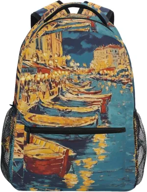 Backpack Marseille Boats Landscape for School Boys Girls Laptop Travel Backpack Book Bag Daypack 11.4 ×16 In M