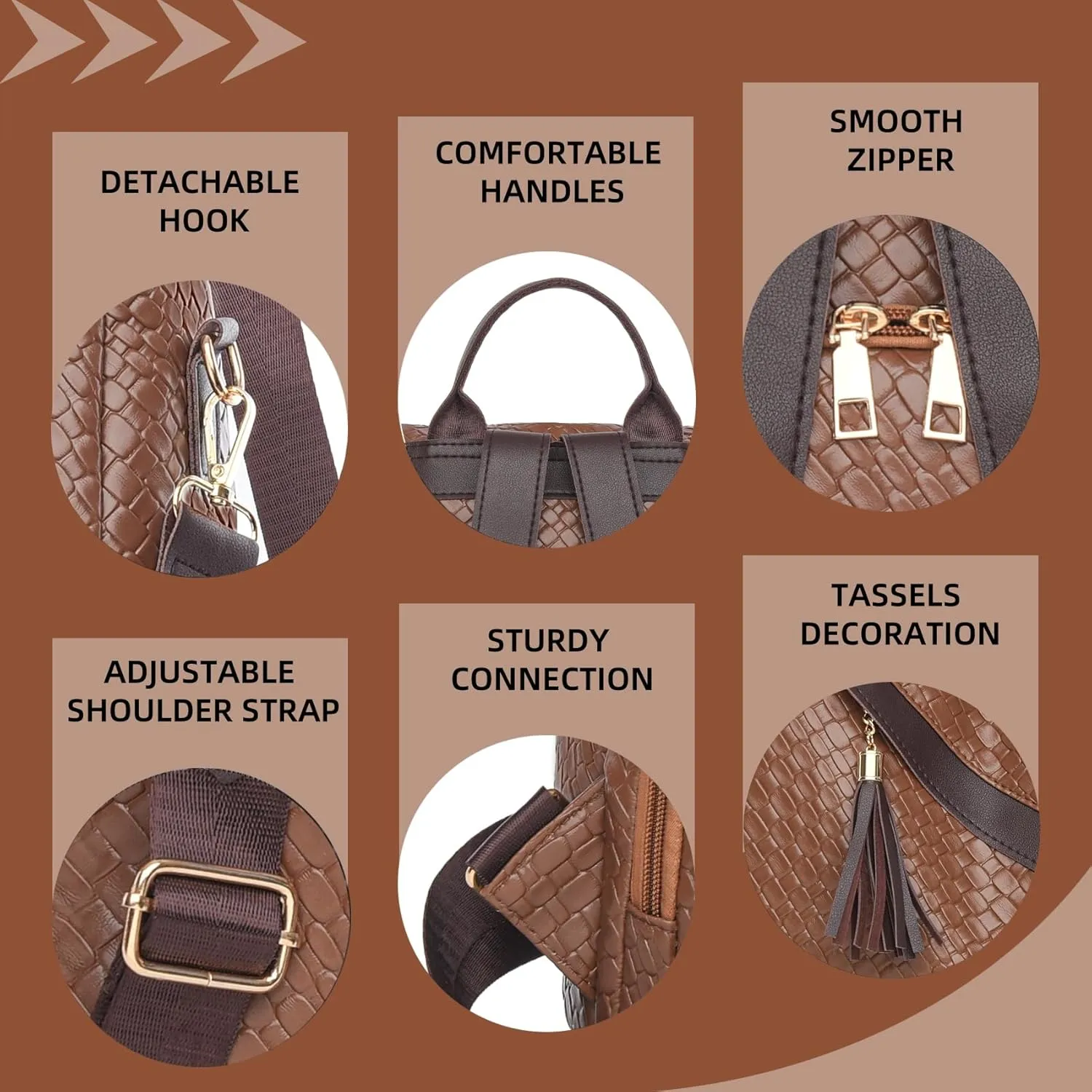 Backpack Purse for Women Leather Anti-theft Shoulder Bags Fashion Convertible Lightweight Travel Bag Women's Handbag (brown)