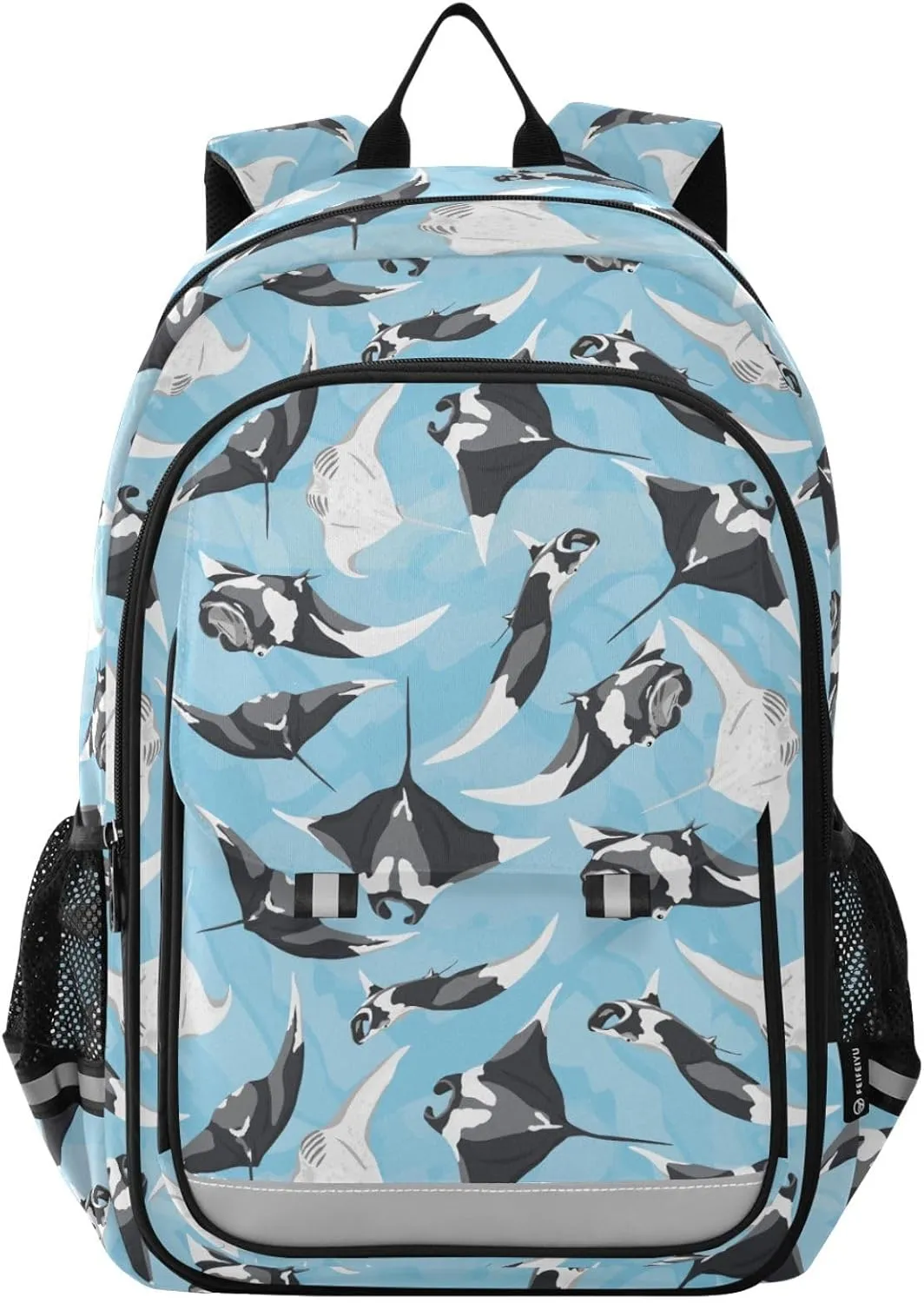 Backpack Stingray Fish White Black School Shoulder Bag Lightweight Laptop Backpack Student Casual Travel Daypack