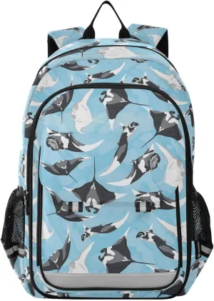 Backpack Stingray Fish White Black School Shoulder Bag Lightweight Laptop Backpack Student Casual Travel Daypack