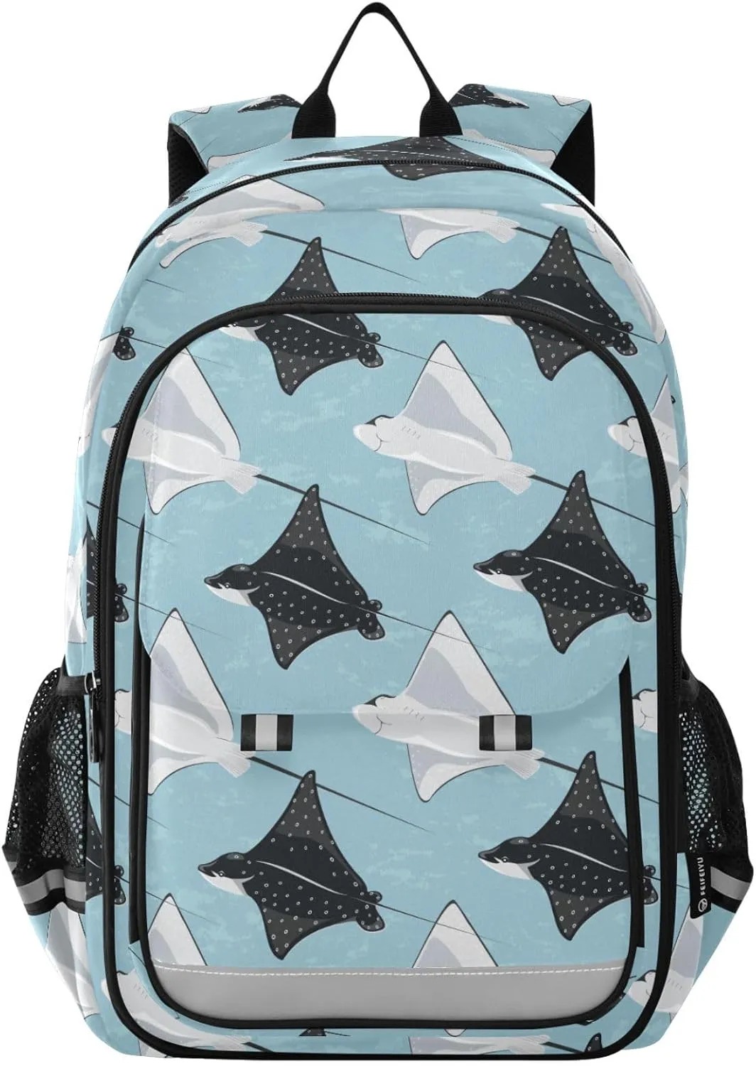 Backpack Stingrays Fish Blue Ocean School Shoulder Bag Lightweight Laptop Backpack Student Casual Travel Daypack