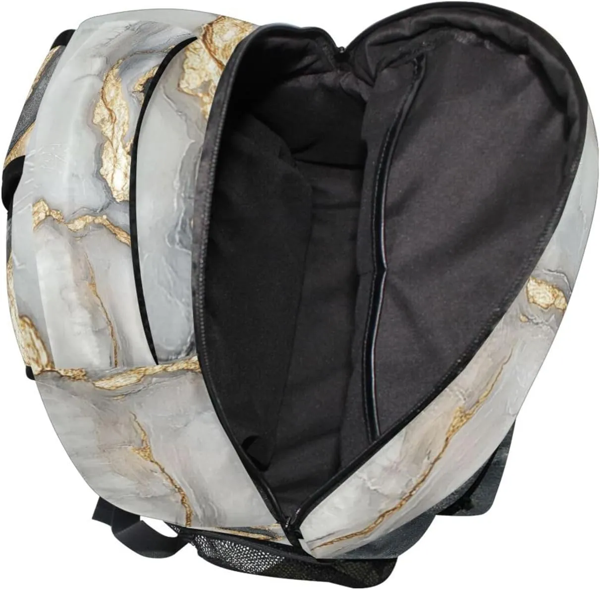 Backpacks for Men Women Fashion College School Computer Bag with Chest Strap for Travel Trip Marble White Gray