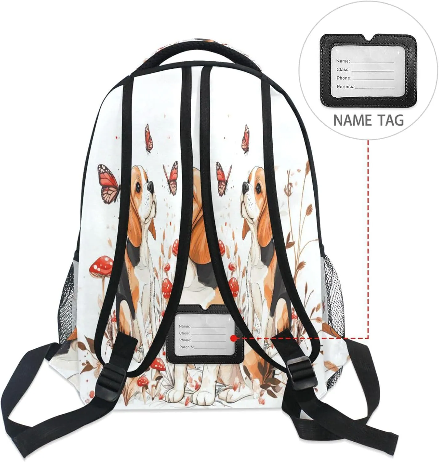 Backpacks for Unisex Adult Waterproof Business Work Bag with Chest Strap Gift Men & Women Cartoon Beagle Dogs White