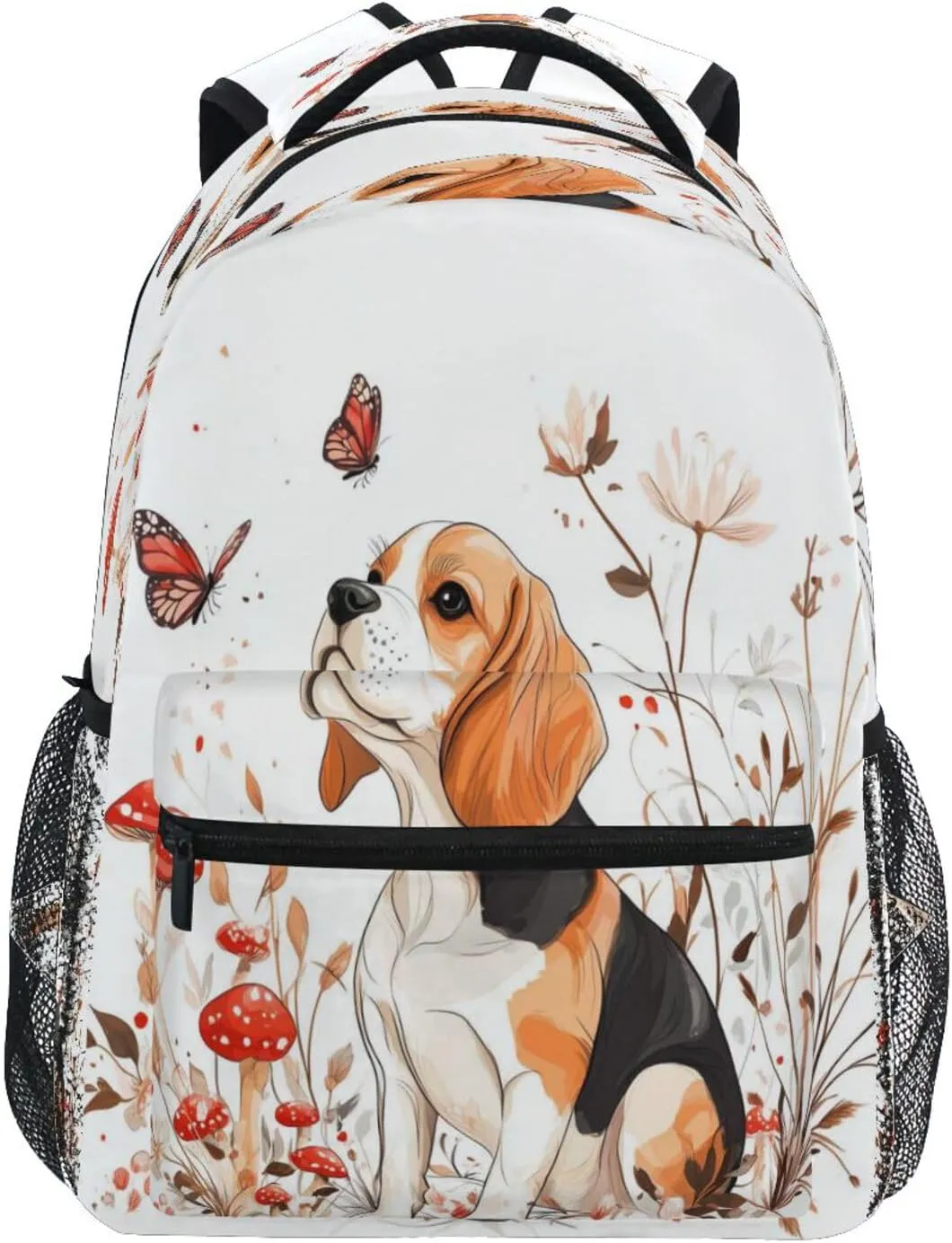 Backpacks for Unisex Adult Waterproof Business Work Bag with Chest Strap Gift Men & Women Cartoon Beagle Dogs White