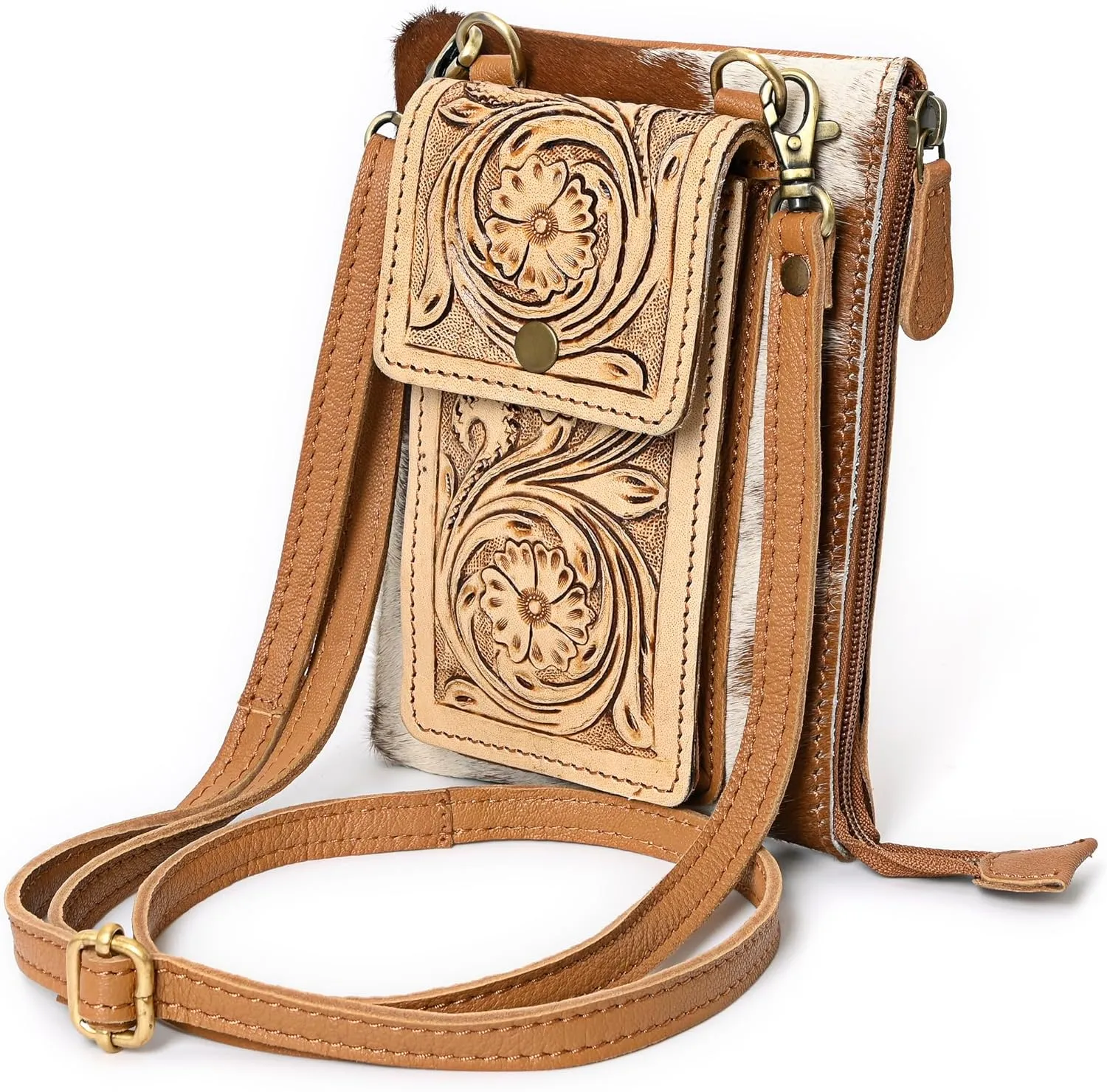 Bags Small Crossbody Cell Phone Purses for Women Hand Tooled Western Style Wallet Purses and Handbags with Strap