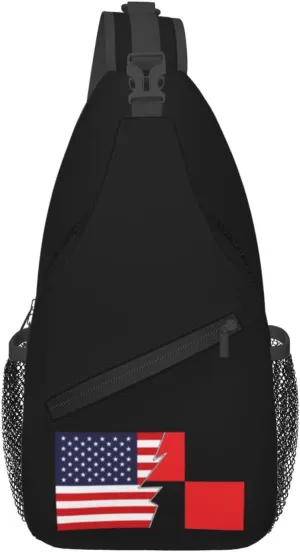 Bandera De Pollença And America Crossbody Bags For Women Men Chest Backpack Gym Shoulder Bag Travel Outdoor Sports Casual Crossbody Bags