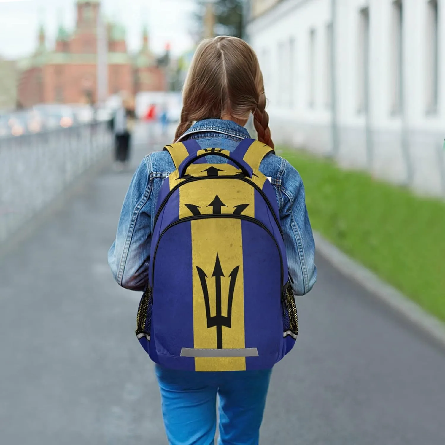 Barbados Flag Backpack for Girls Kids Boys School Bookbags,Student Laptop Backpack Carrying Bag Casual Lightweight Travel Sports Day Packs