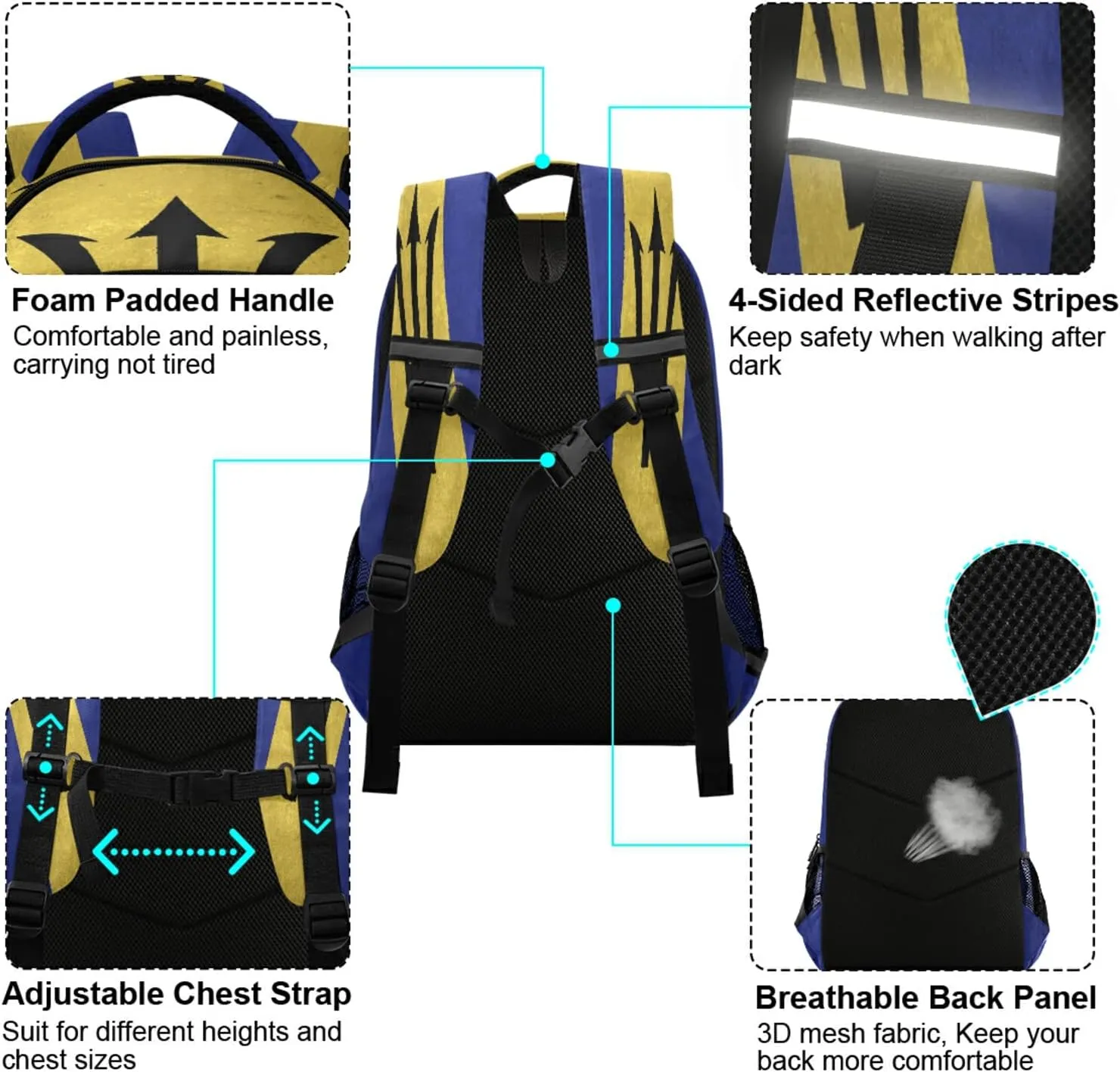 Barbados Flag Backpack for Girls Kids Boys School Bookbags,Student Laptop Backpack Carrying Bag Casual Lightweight Travel Sports Day Packs