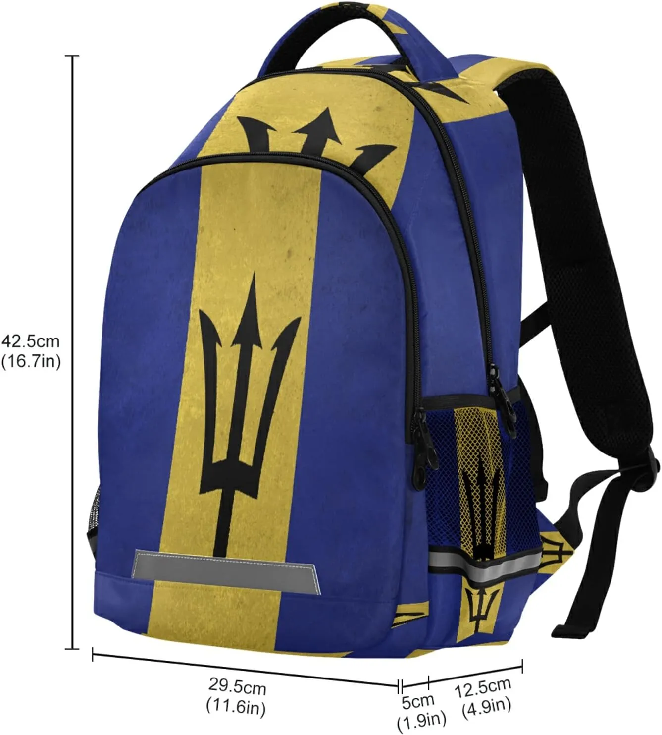 Barbados Flag Backpack for Girls Kids Boys School Bookbags,Student Laptop Backpack Carrying Bag Casual Lightweight Travel Sports Day Packs
