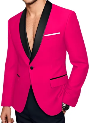 Barry.Wang Mens Casual Sport Coat Solid Blazer Tuxedo Suit Jacket Regular Fit Wedding Business Gift