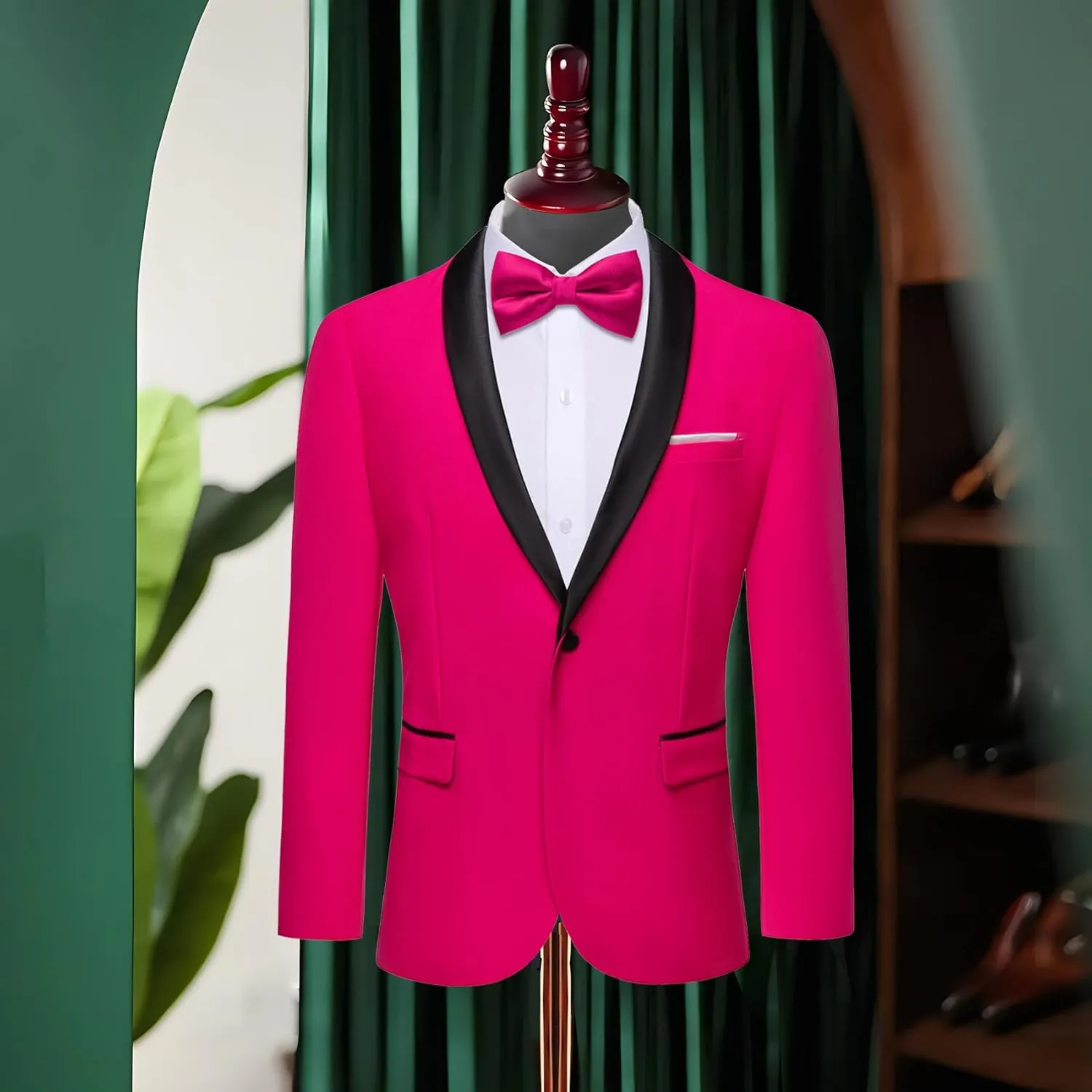 Barry.Wang Mens Casual Sport Coat Solid Blazer Tuxedo Suit Jacket Regular Fit Wedding Business Gift