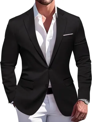 Barry.Wang Mens Casual Sport Coat Solid Blazer Tuxedo Suit Jacket Regular Fit Wedding Business Gift