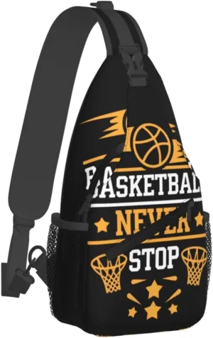 Basketball Never Stop Chest Bags Crossbody Sling Bag Shoulder Bag Travel Hiking Daypack For Men Women