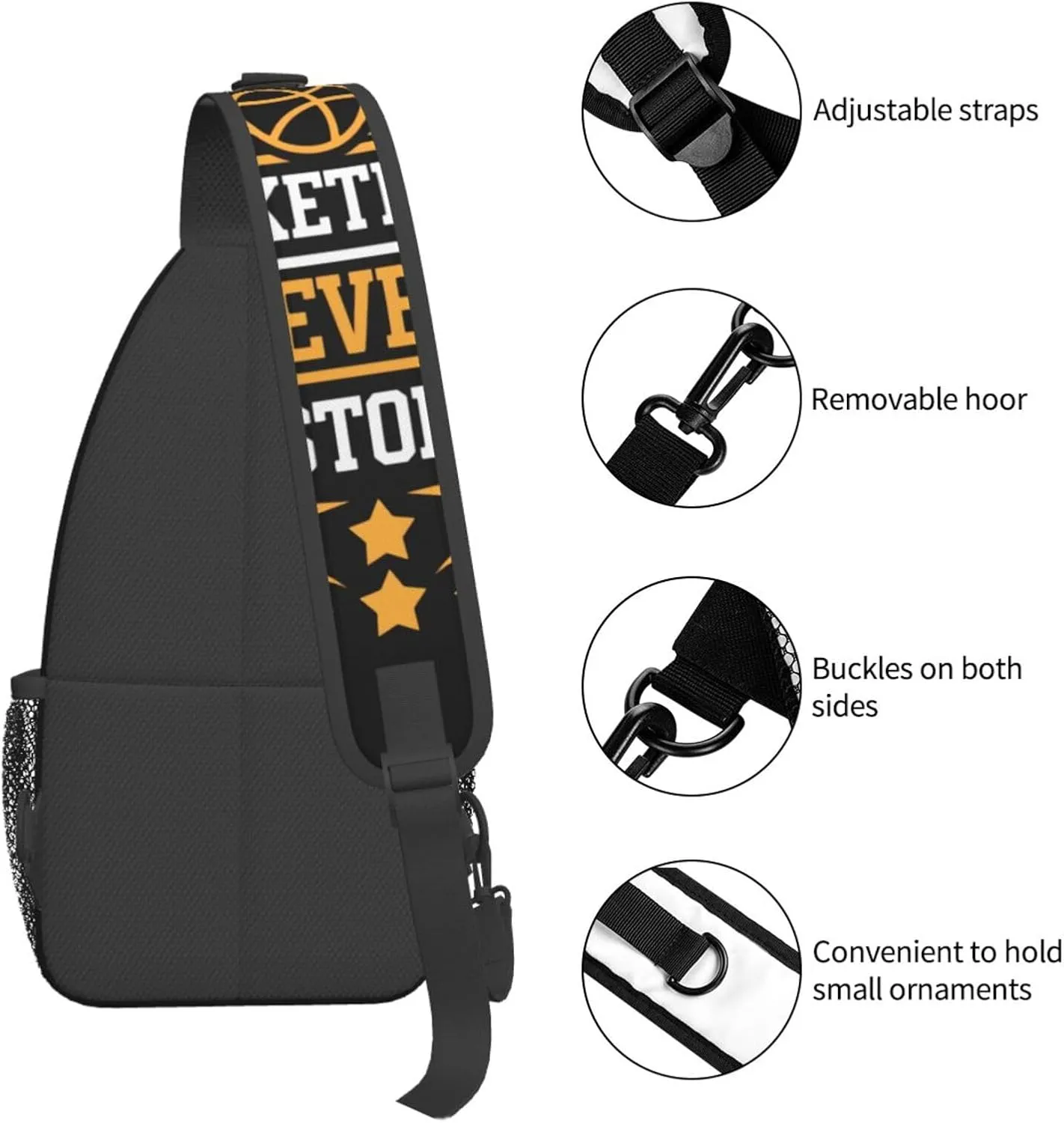 Basketball Never Stop Chest Bags Crossbody Sling Bag Shoulder Bag Travel Hiking Daypack For Men Women