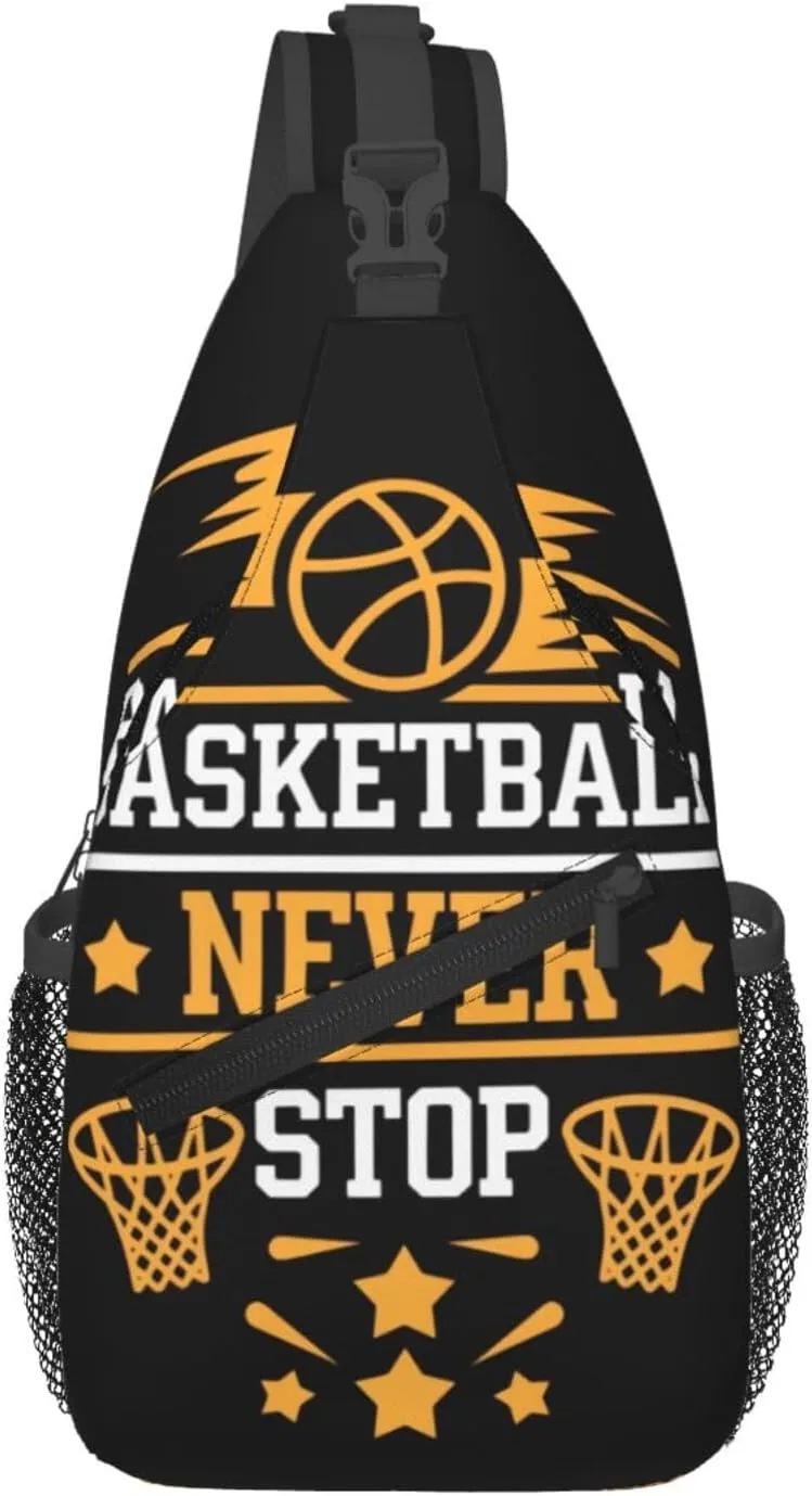 Basketball Never Stop Chest Bags Crossbody Sling Bag Shoulder Bag Travel Hiking Daypack For Men Women