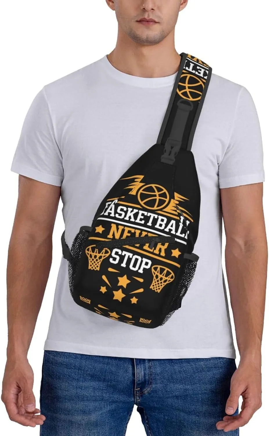 Basketball Never Stop Chest Bags Crossbody Sling Bag Shoulder Bag Travel Hiking Daypack For Men Women