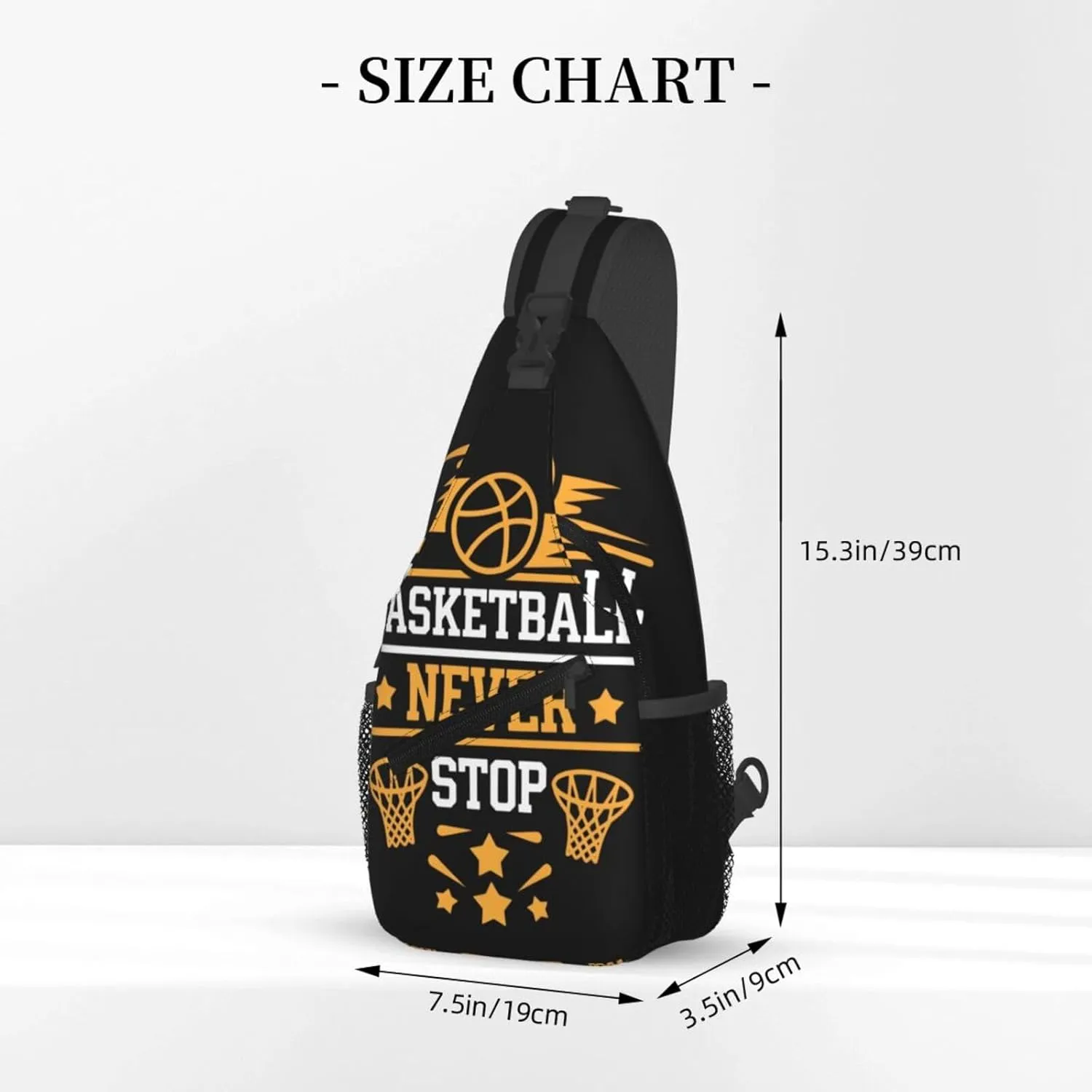 Basketball Never Stop Chest Bags Crossbody Sling Bag Shoulder Bag Travel Hiking Daypack For Men Women