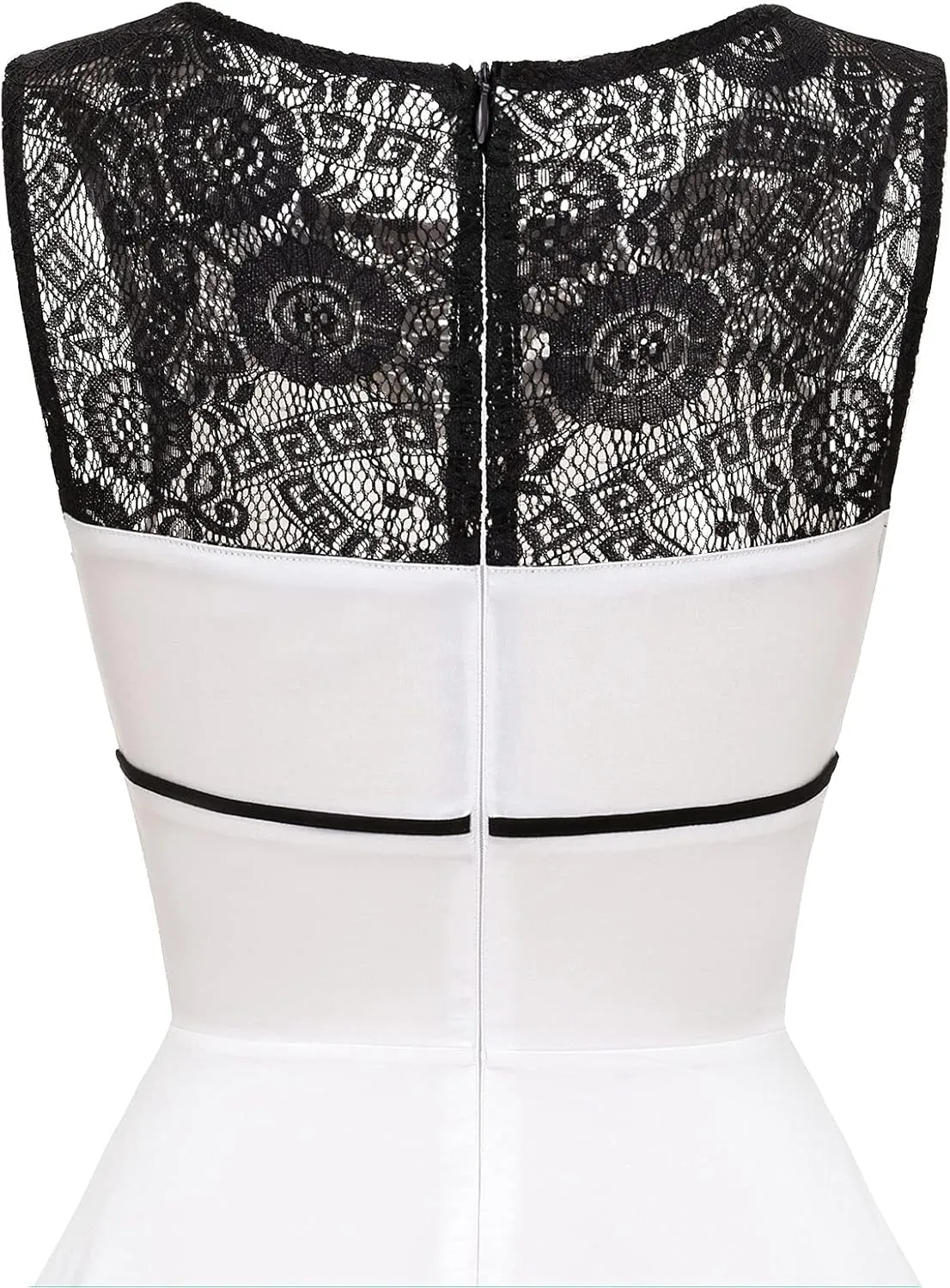 Bbonlinedress Women's 50s Vintage Floral Lace Retro Rockabilly Sleeveless Round Neck Cocktail Party Swing Dress