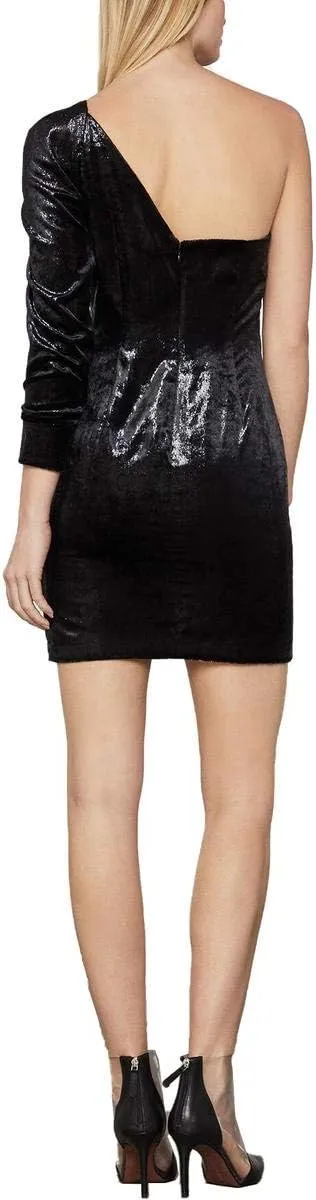 BCBGMAXAZRIA Women's One Shoulder Shimmer Velvet Dress