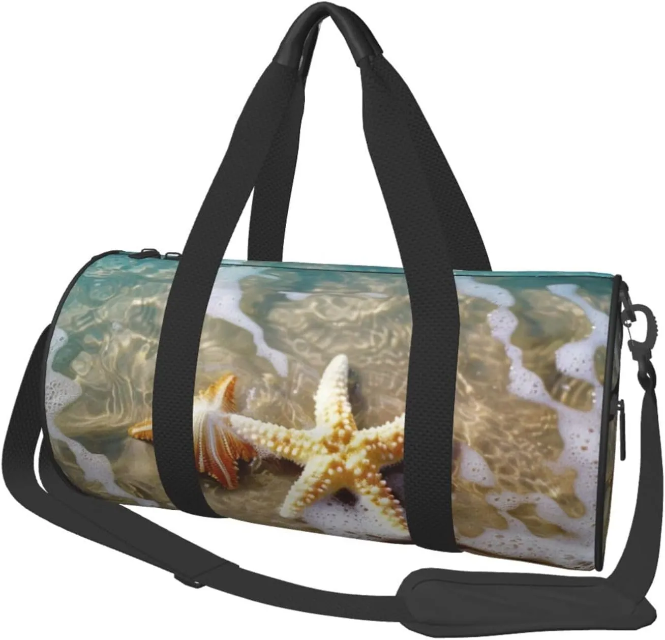 beach starfish Printed Sports Gym Bag for Men Women Foldable Duffel Bag Carry On Weekender Bag for Travel Sports