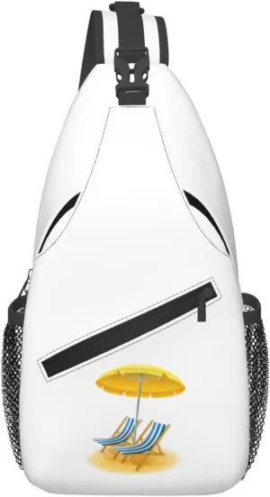 Beach Summer Resort With Deck Chairs And Umbrellas Crossbody Bags For Women Men Chest Backpack Gym Shoulder Bag Travel Outdoor Sports Casual Crossbody Bags