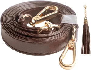Beaulegan Purse Strap Replacement - Full Grain Microfiber Leather - 59 Inch Long Adjustable for Crossbody Shoulder Bag - 0.7 Inch Wide, Dark Brown/Gold