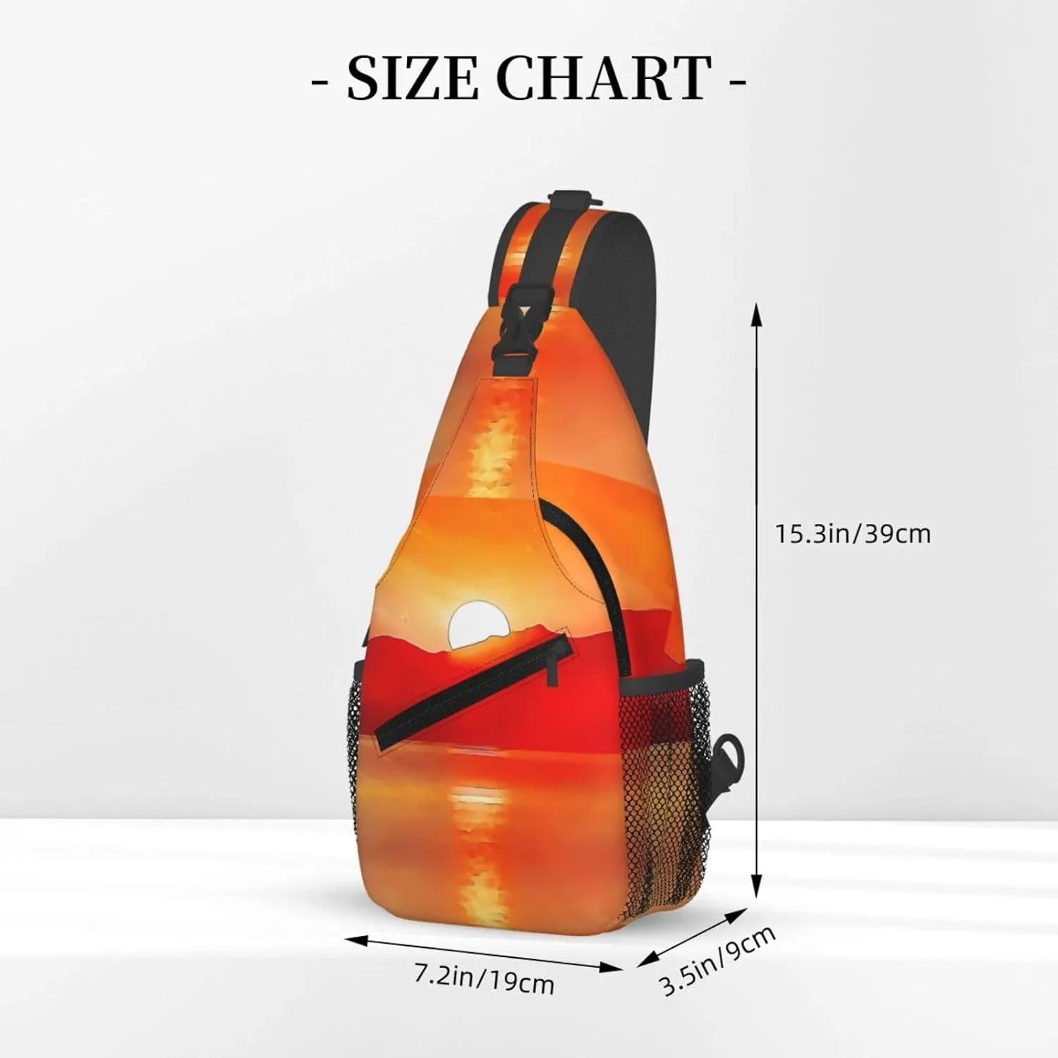 Beautiful Sunset Over Sea Watercolor Chest Sling Bag Crossbody Shoulder Backpack Bag Gym Cycling Travel Hiking Daypack Cross Bag