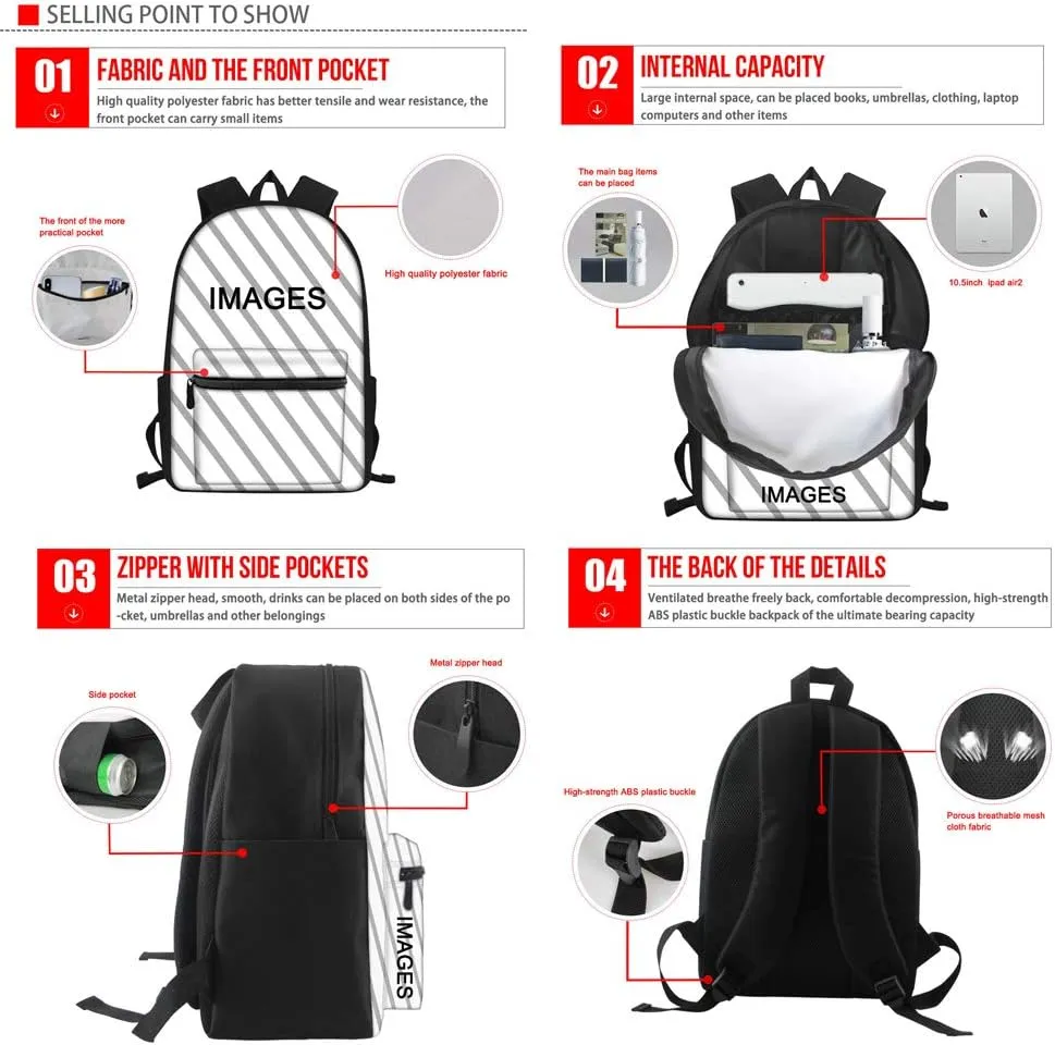 Beauty Collector Designer Husky Backpack Bookbags Set for School Cute Lunch Bag, Pencil Case and Big Backpacks