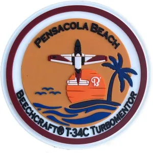 Beechcraft® T-34 Turbomentor Pensacola Beach, 3.5 inch with Hook and Loop, PVC Shoulder Patch