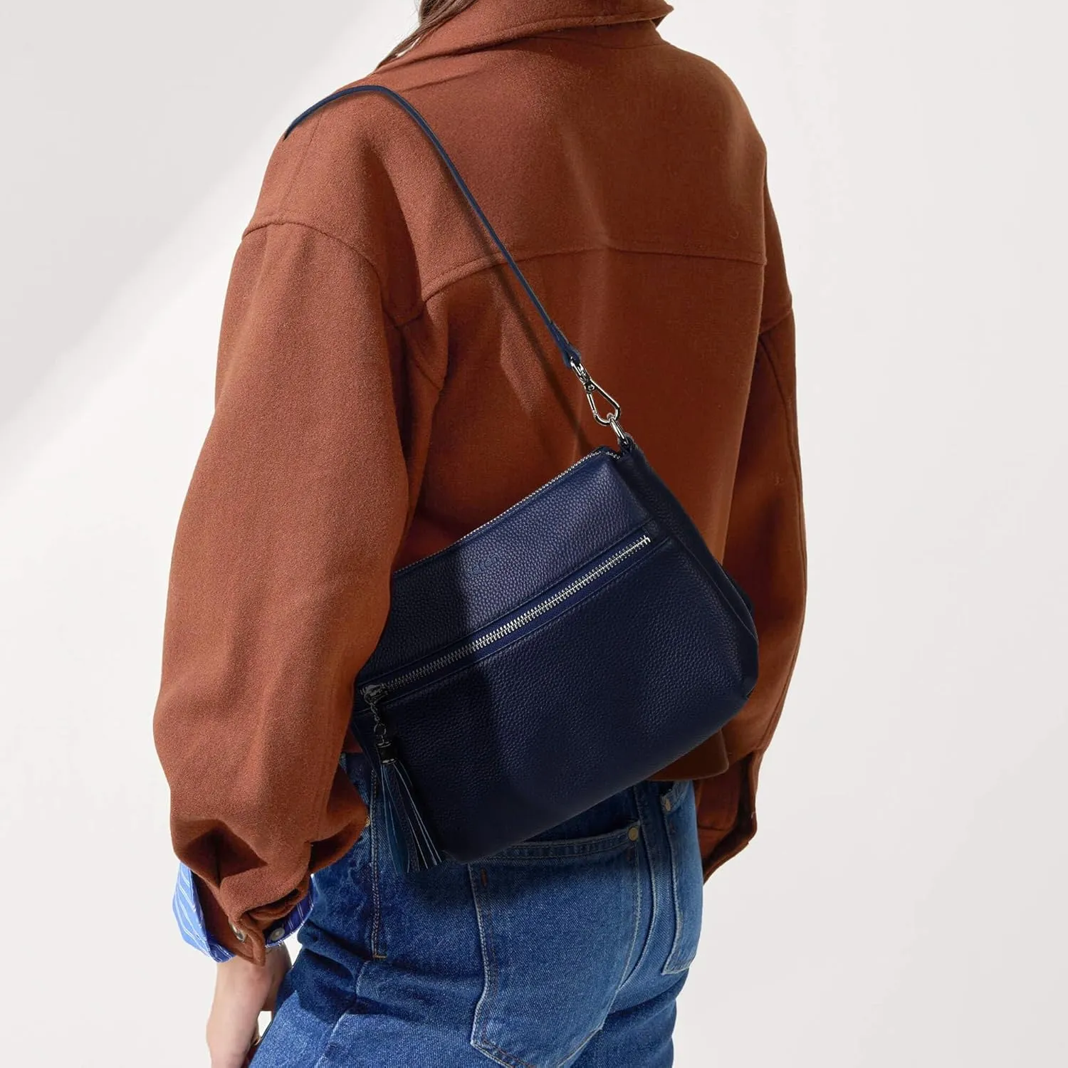 befen Genuine Leather Crossbody Hobo Purses for Women, Ladies Shoulder Bags Handbags with 2 Shoulder Straps