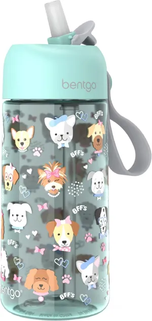Bentgo Kids Water Bottle - Leak-Proof, Durable Tritan, BPA-Free 15 oz. Cup for Kids/Toddlers Ages 3 , Safe Sip Spout, Carrying Handle, & Dishwasher Safe for School, Sports, Daycare & Camp (Puppy Love)