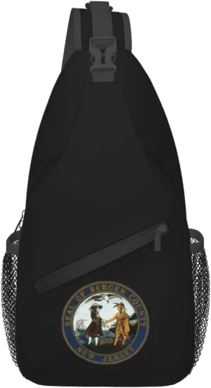 Bergen County Seal Crossbody Bags For Women Men Chest Backpack Gym Shoulder Bag Travel Outdoor Sports Casual Crossbody Bags
