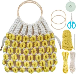 BEUNITONE DIY Macrame Shell Bag Kit for Women Boho Purses Handbags for Knitting with Instructions