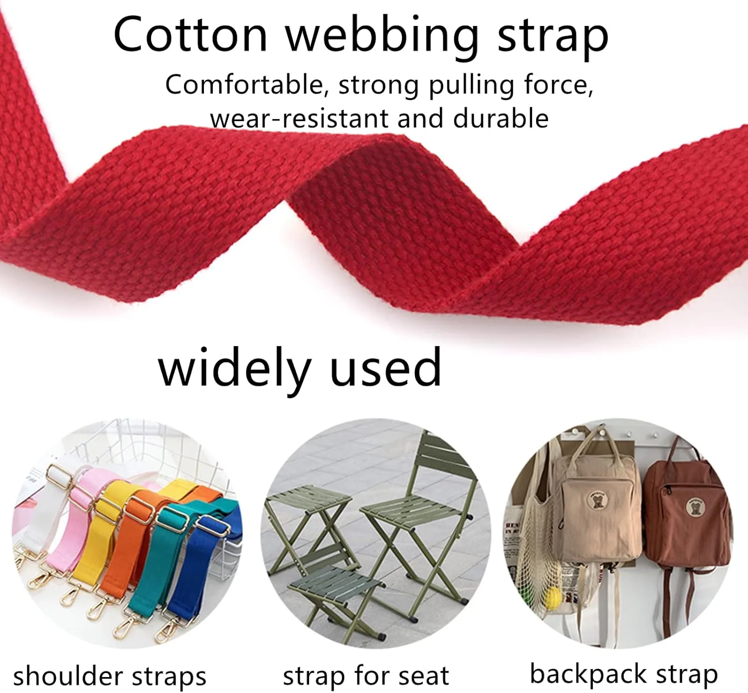 Bias Binding Tape for Sewing，Cotton Tape, Woven Cotton Tape Sewing Tape, Cotton Webbing Upholstery Webbing,Heavy Duty Cotton Webbing Straps for Bags(Beige,38MM)