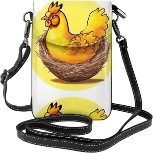Bird'S Nest Golden Chicken Women'S With Tassel Small Crossbody Leather Cell Phone Bag Purse For Walking Camping Shopping Dating