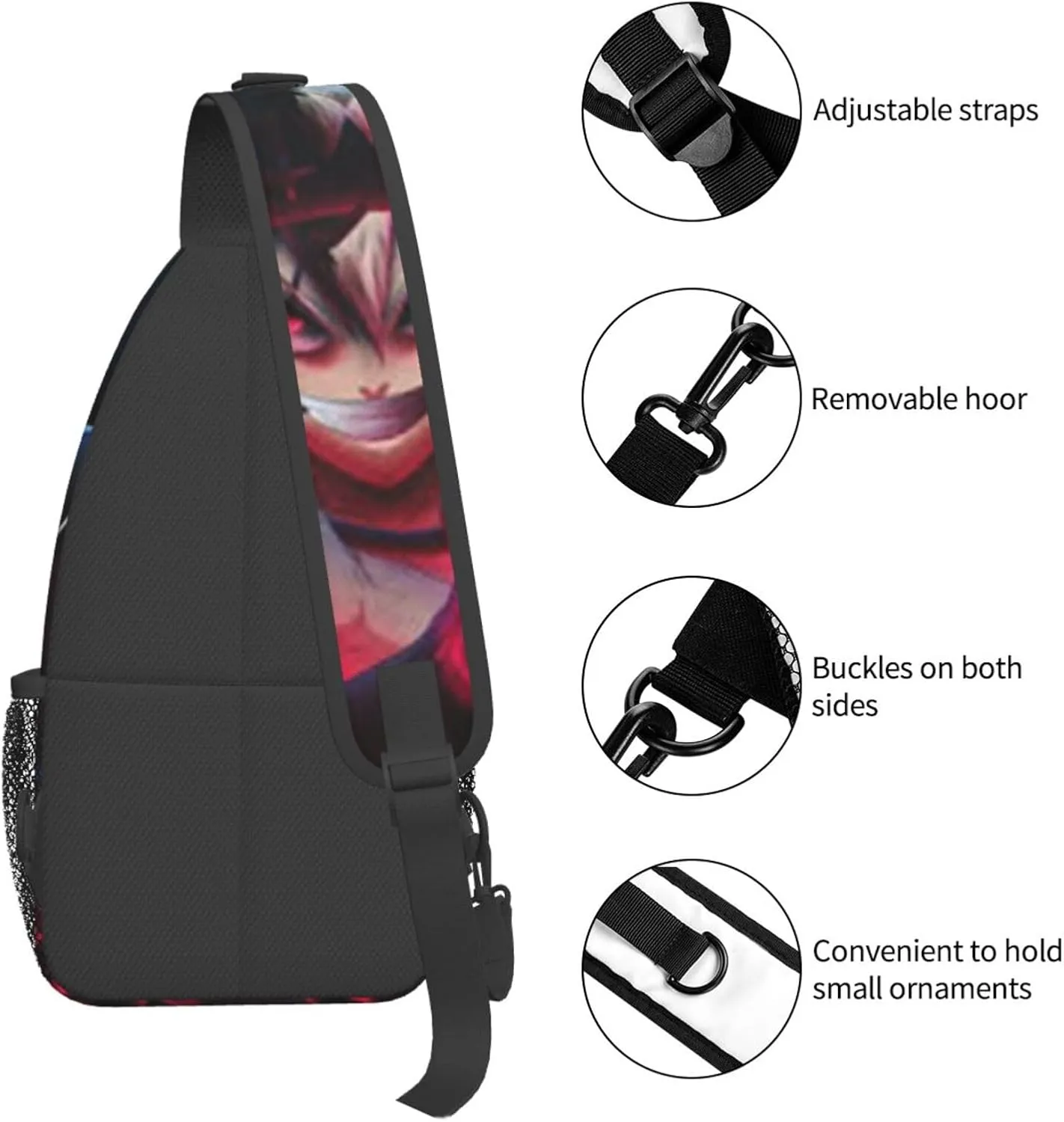 Bl-ack Clover Crossbody Bag Sling Shoulder Bag for Outdoor Travel Sports Camping Hiking Shoulder Bags