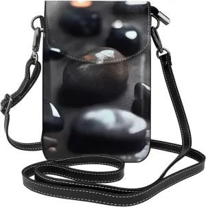 Black Mystery Heart Stone Women's crossbody bag, crossbody phone bag, tassel wallet with shoulder strap, best gift for women.