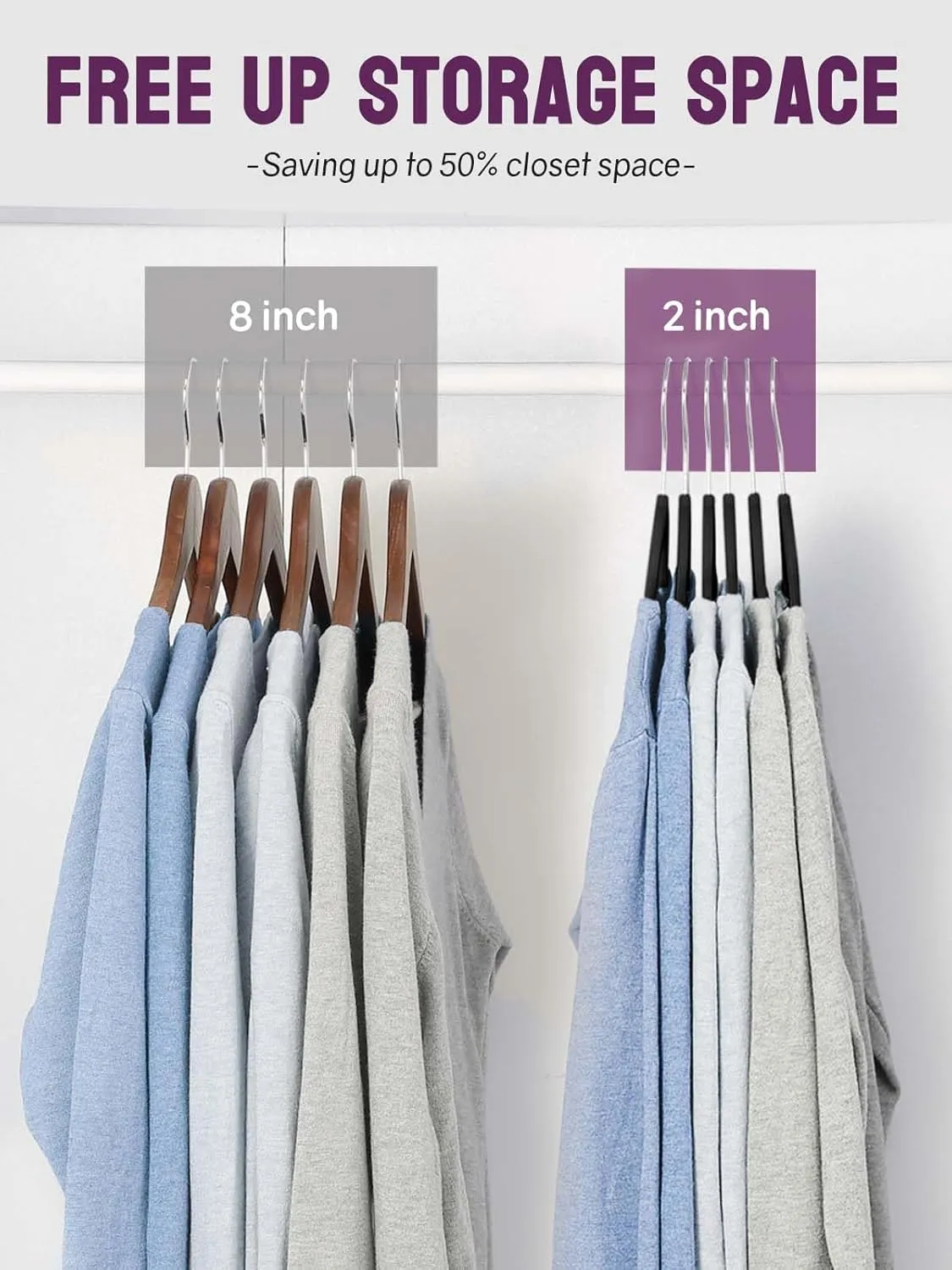 Black Velvet Hangers 50 Pack, Non Slip Clothes Felt Hanger Heavy Duty for Coat, Premium Slim Space Saving Suit Hangers for Closet Organizer, 360° Rotating Silver Hook
