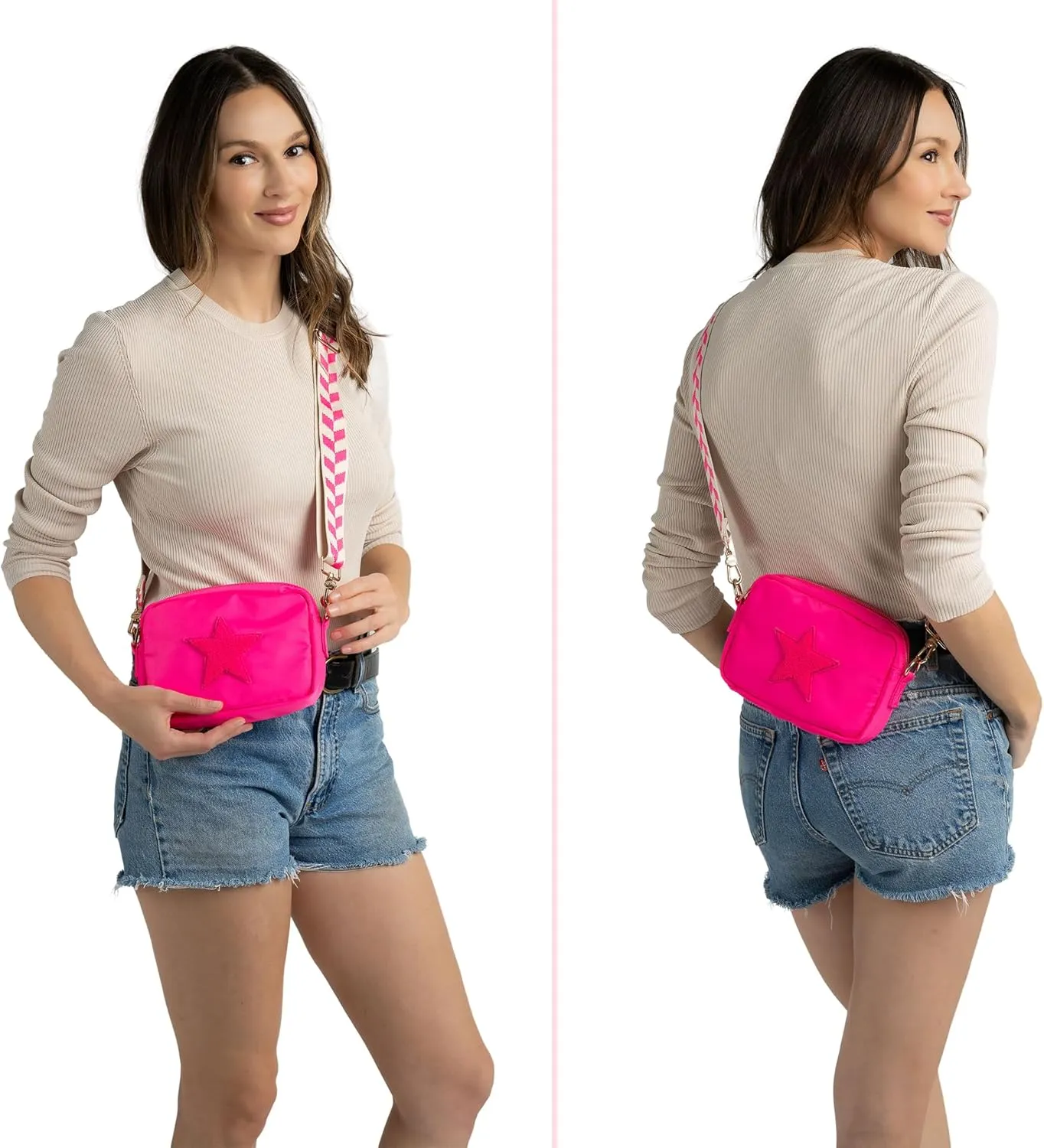 BLOC Bags Crossbody Bags for Women Purse Designer Shoulder Handbag with Zippers, Internal Zipper Pocket, and Wide Strap