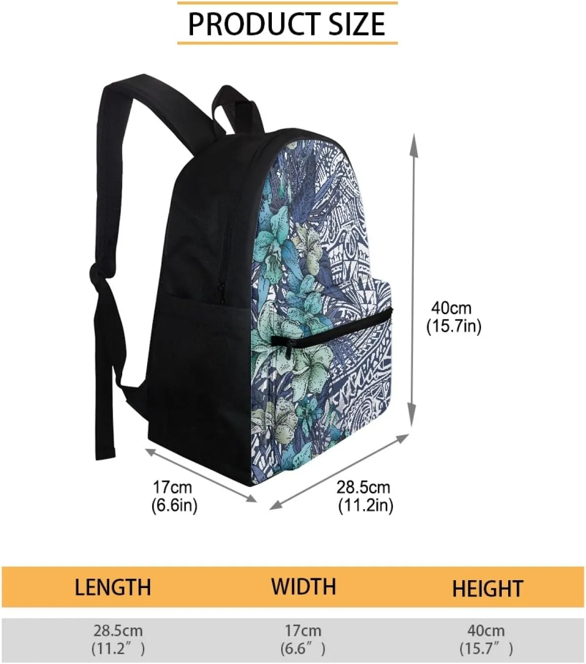 Blue Plumeria Floral Print Backpack for Women Blue Travel Laptop Backpack,Middle School Backpack for Study Casual College Bookbag,School Supplies for Teen Girls,15.6 inch