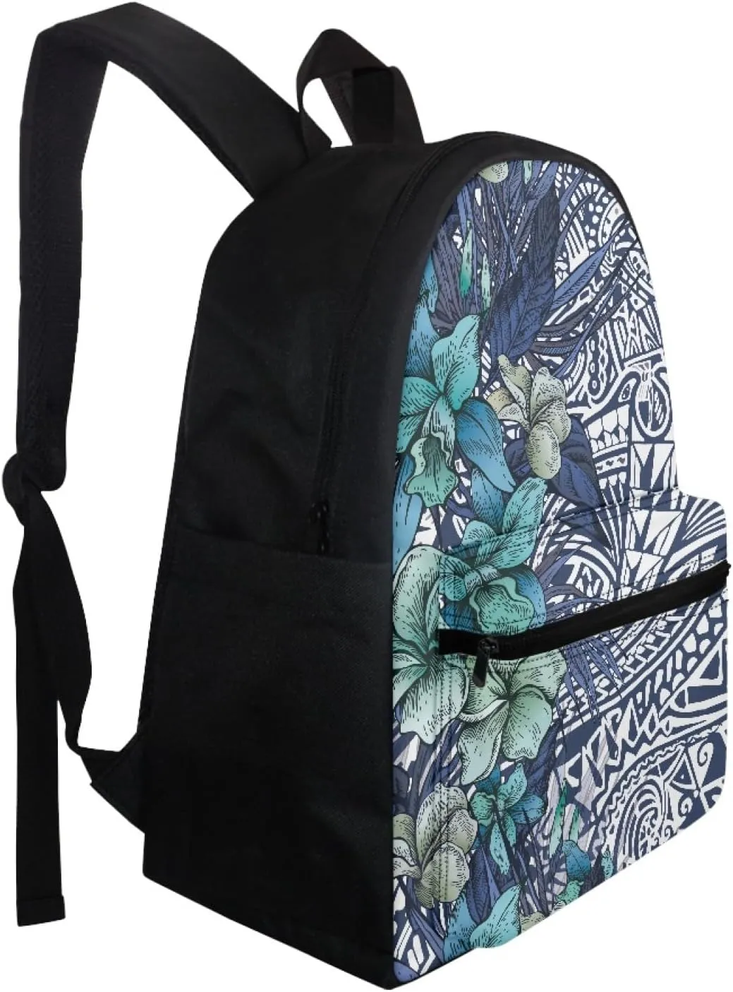 Blue Plumeria Floral Print Backpack for Women Blue Travel Laptop Backpack,Middle School Backpack for Study Casual College Bookbag,School Supplies for Teen Girls,15.6 inch