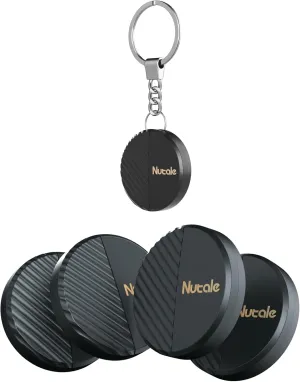 Bluetooth Key Finder Smart Tag Tracker Item Locator with Key Chain 4-Pack, Both iOS and Android Compatible, for Keys, Luggage, Backpacks Black