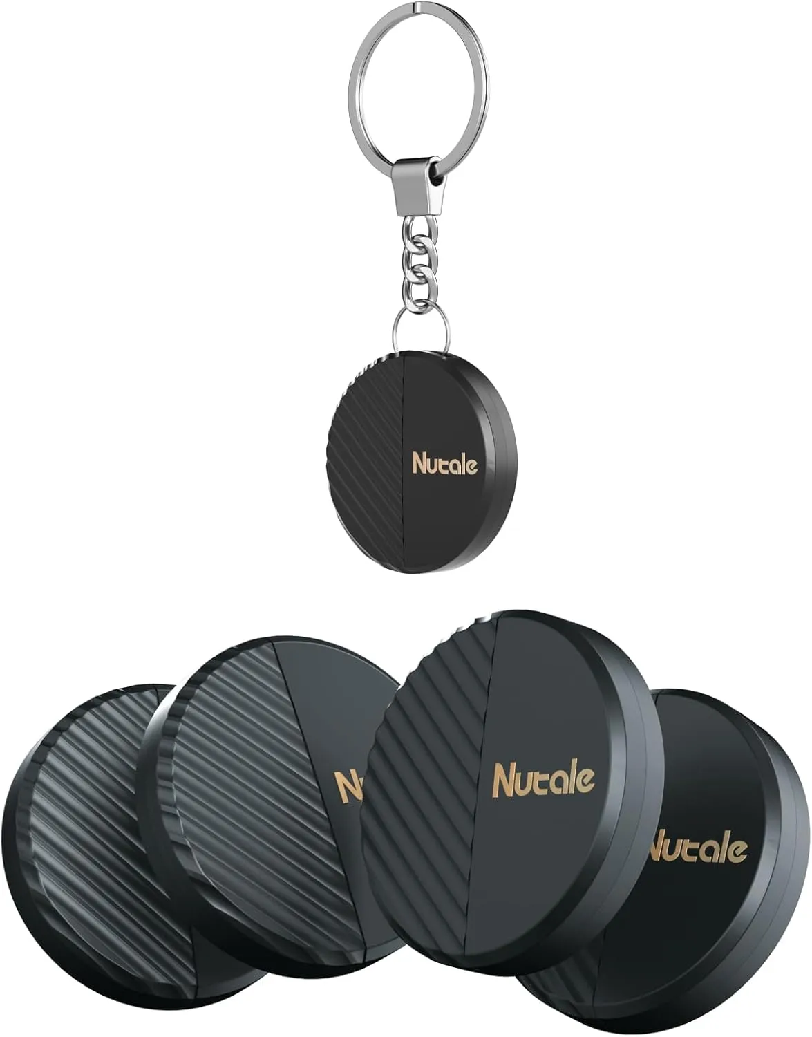 Bluetooth Key Finder Smart Tag Tracker Item Locator with Key Chain 4-Pack, Both iOS and Android Compatible, for Keys, Luggage, Backpacks Black