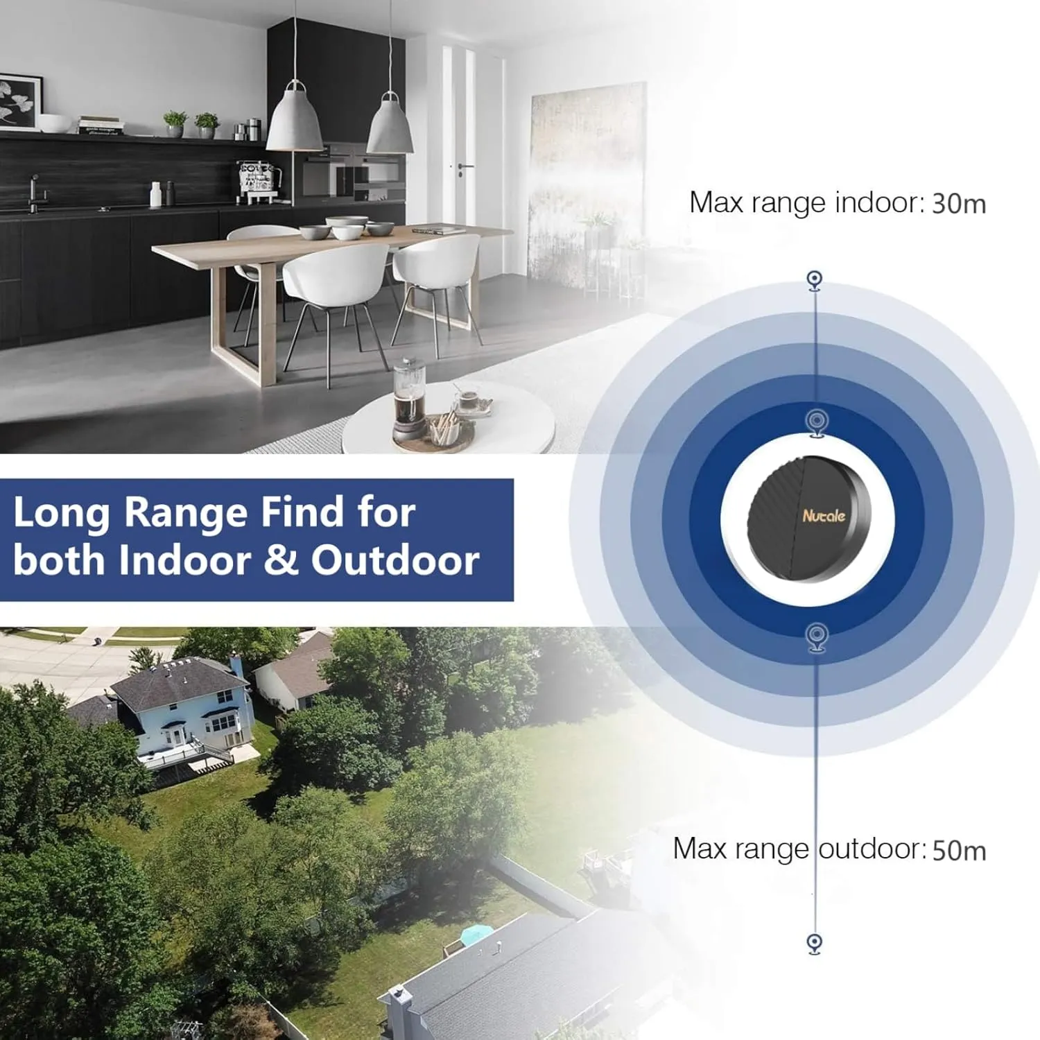 Bluetooth Key Finder Smart Tag Tracker Item Locator with Key Chain 4-Pack, Both iOS and Android Compatible, for Keys, Luggage, Backpacks Black