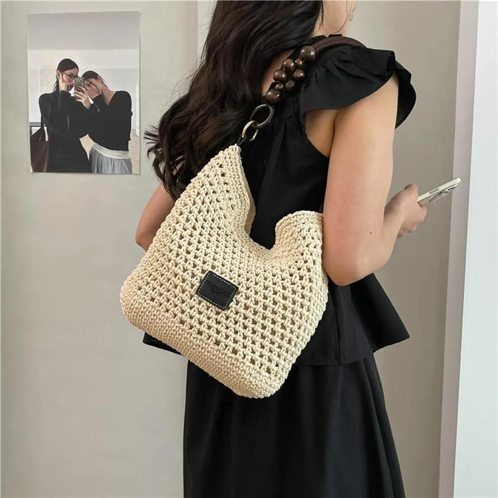 Bohemia Straw Beach Bag Women Macrame Shoulder Tote Bag Crossbody Purse Travel Beach Bag Summer Top-handle Hobo Bags 2025