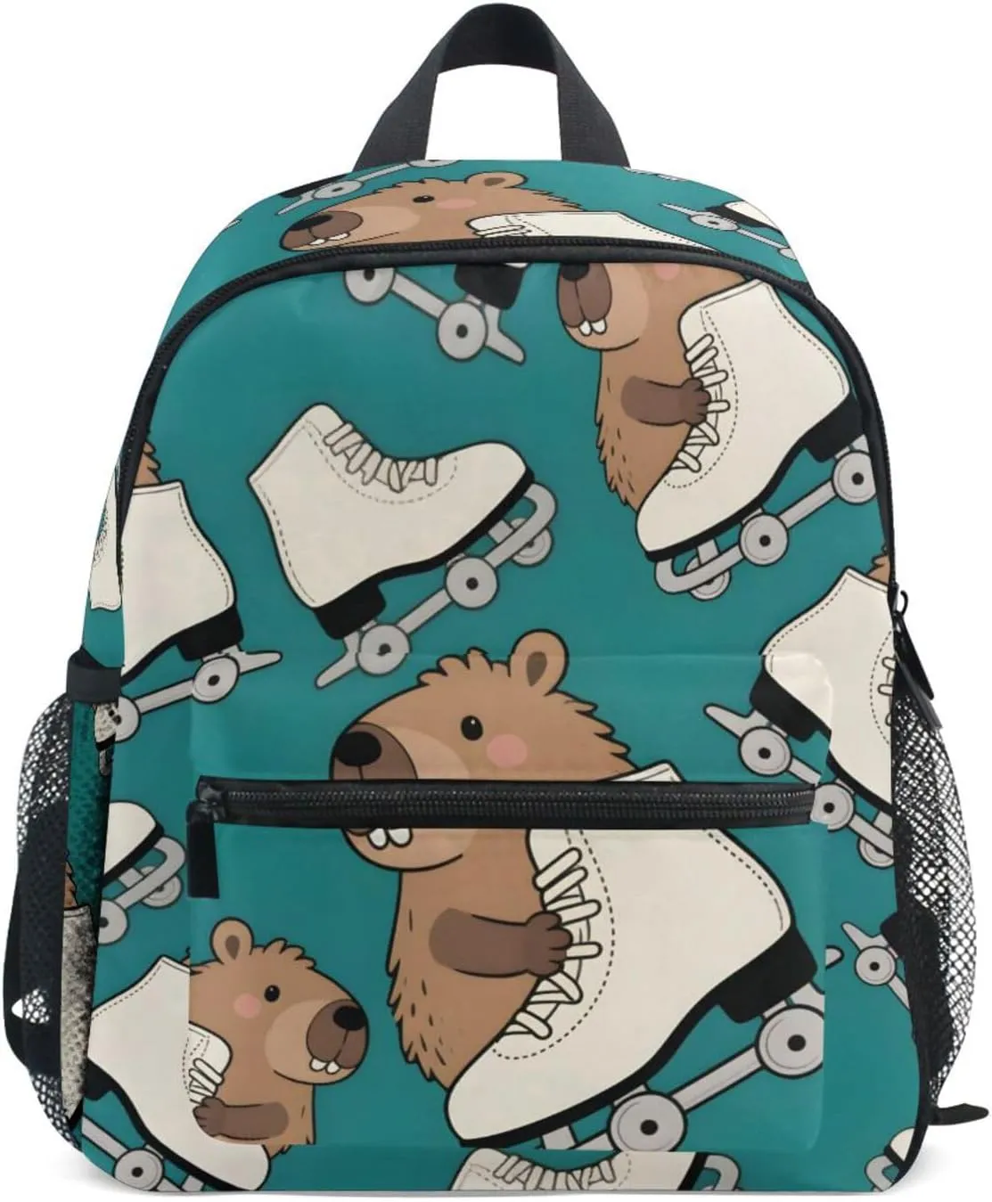 Bolaz Upgraded Backpack for School Teenagers Girls Boys-Capybara Roller Skates Pattern,Travel Bag with Chest Buckle and Whistle