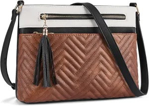 BOSTANTEN Crossbody Purses for Women Medium Shoulder Bag Quilted Handbags with Zipper Pocket
