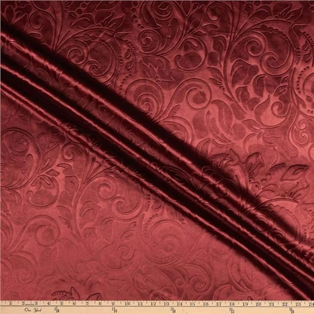 Brocade Scroll Velvet Fabric, 58 Inch in Width, Ideal Embossed Material for Home Décor Seafoam Cut by The Yard