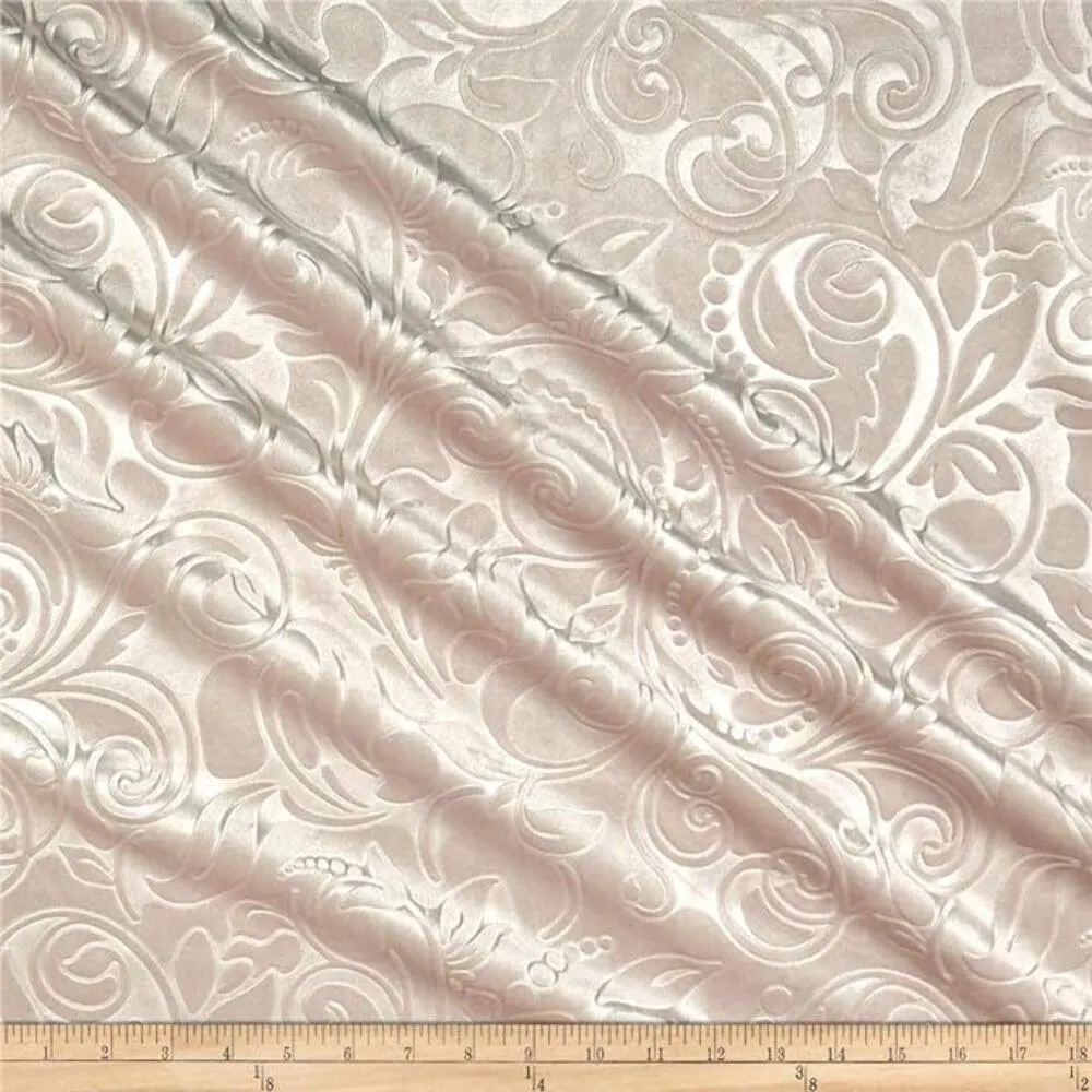 Brocade Scroll Velvet Fabric, 58 Inch in Width, Ideal Embossed Material for Home Décor Seafoam Cut by The Yard